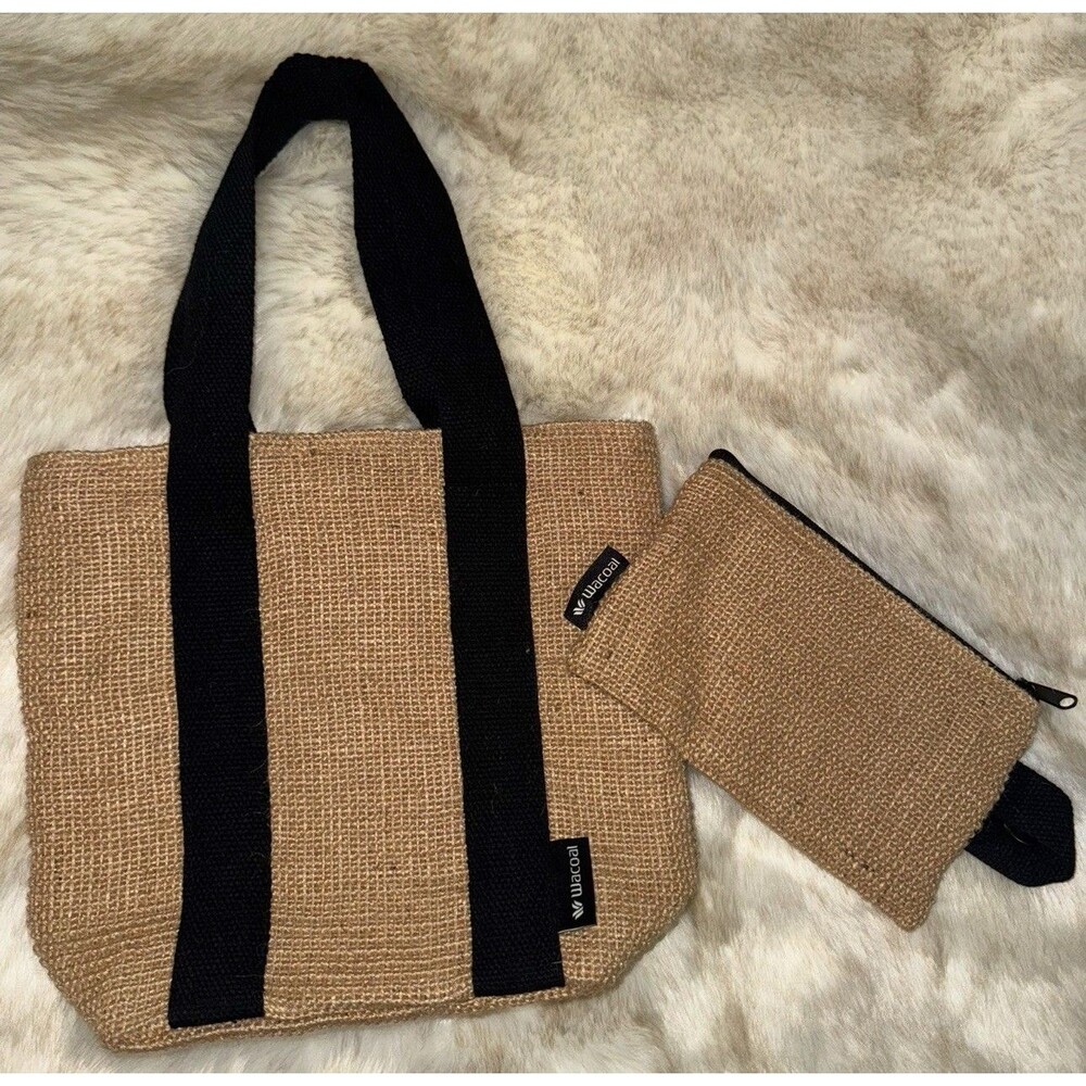 Wacoal Jute And Cotton Double Strap Tote With Matching Wristlet Beach Travel